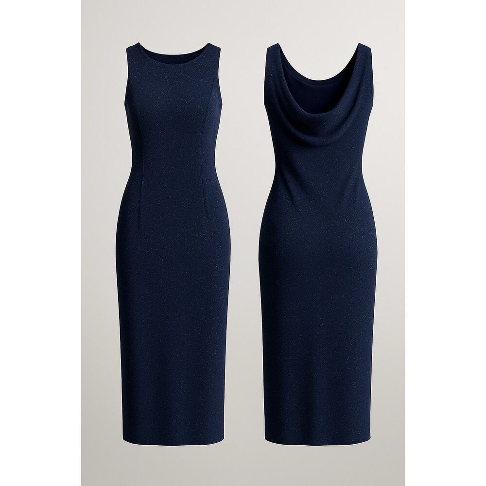 VTG Scott McClintock Women’s NavyBlueSparkle Cowl Back EveningFormal DressSize14